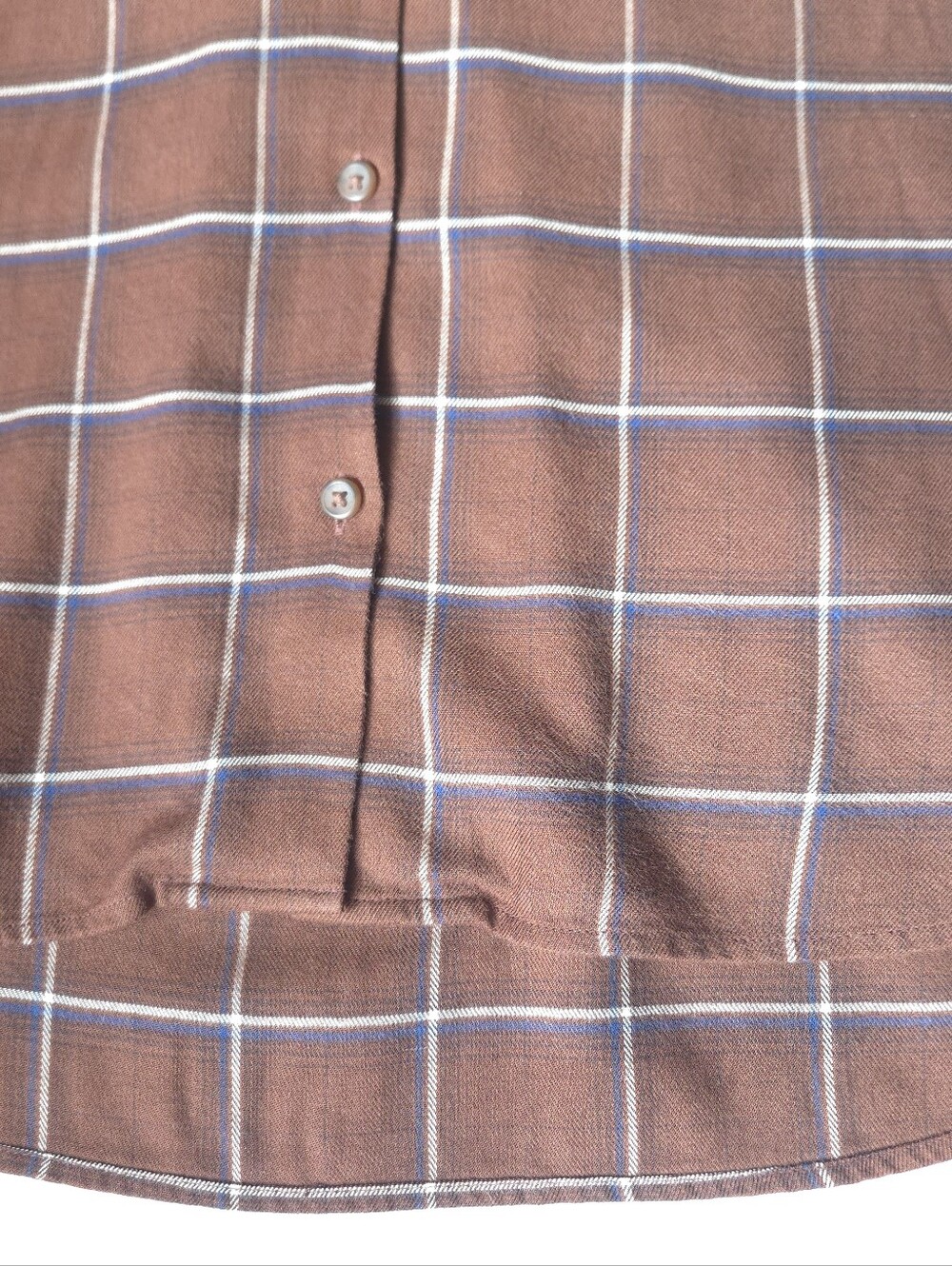 Uniqlo Brown Plaid Open Collar Flannel Shirt Size Large L Windowpane Grid - Picture 8 of 11